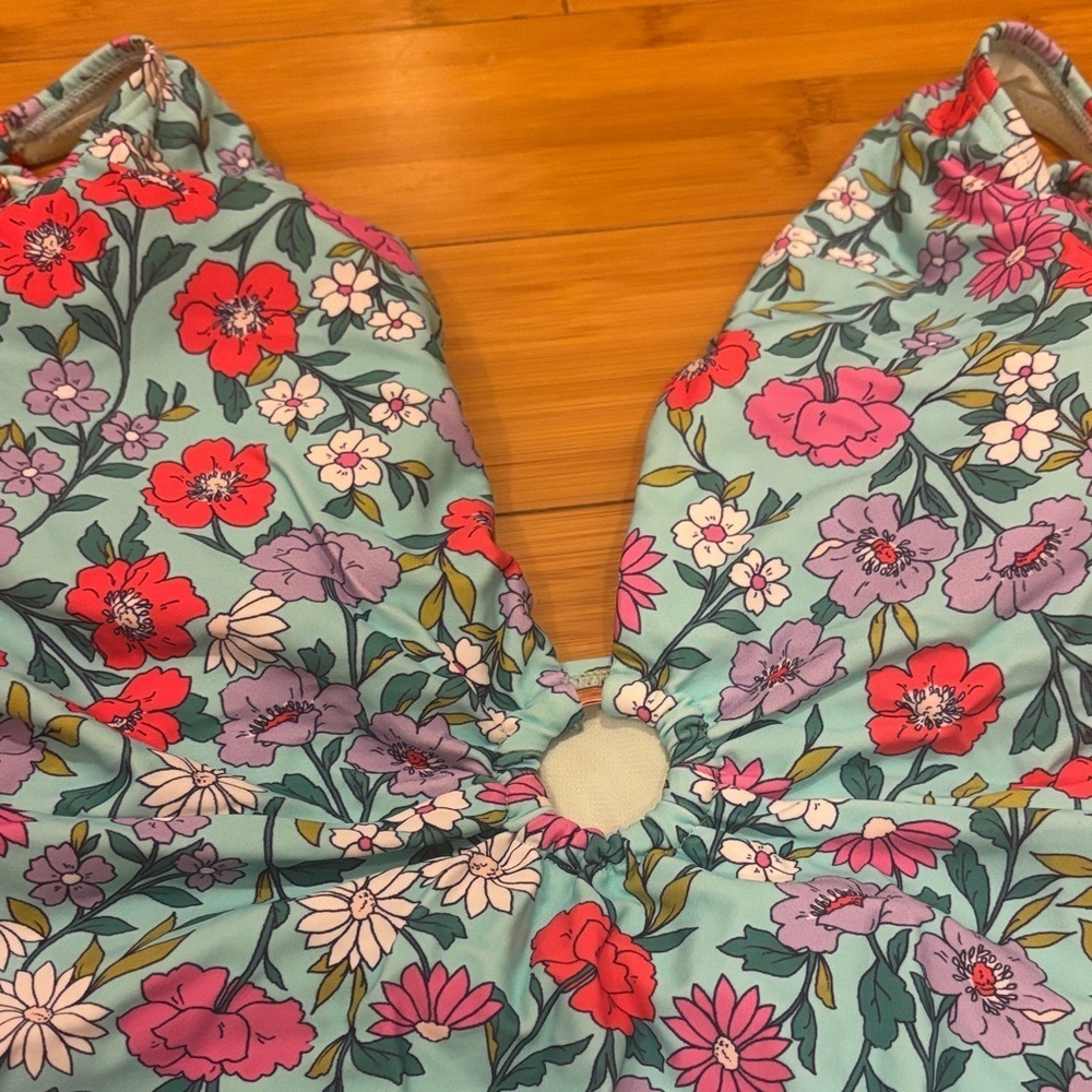 Nanette Lepore Floral One Piece Swimsuit - Blue and Red - Picture 2 of 5